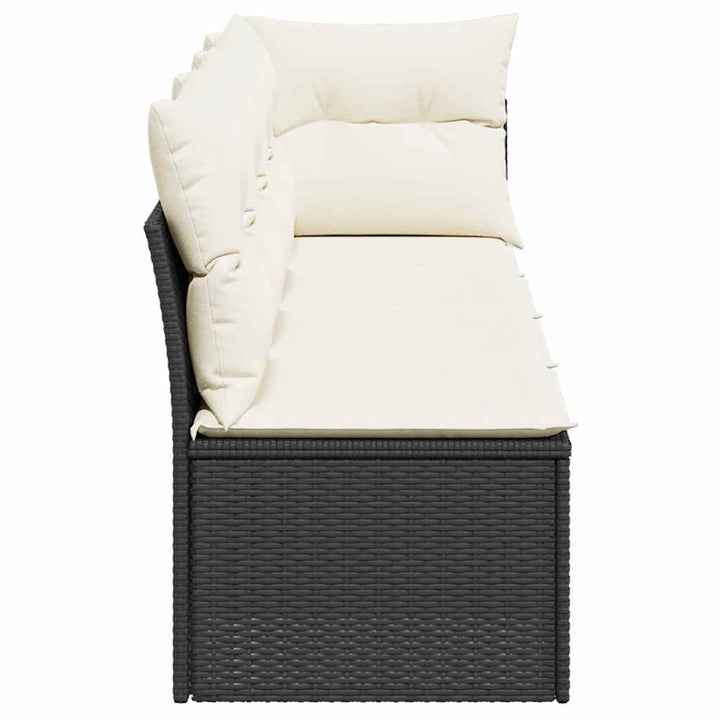 4-personers havesofa med hynder polyrattan sort