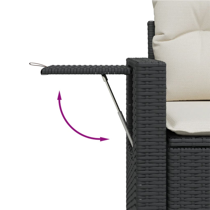 2-personers havesofa med hynder polyrattan sort
