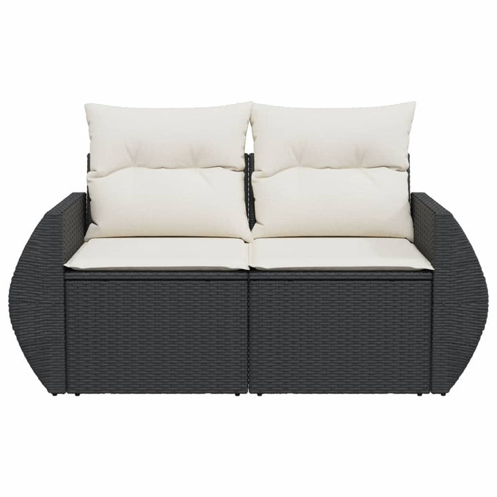 2-personers havesofa med hynder polyrattan sort