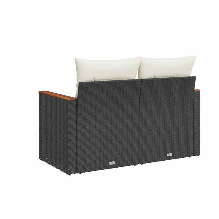 2-personers havesofa med hynder polyrattan sort