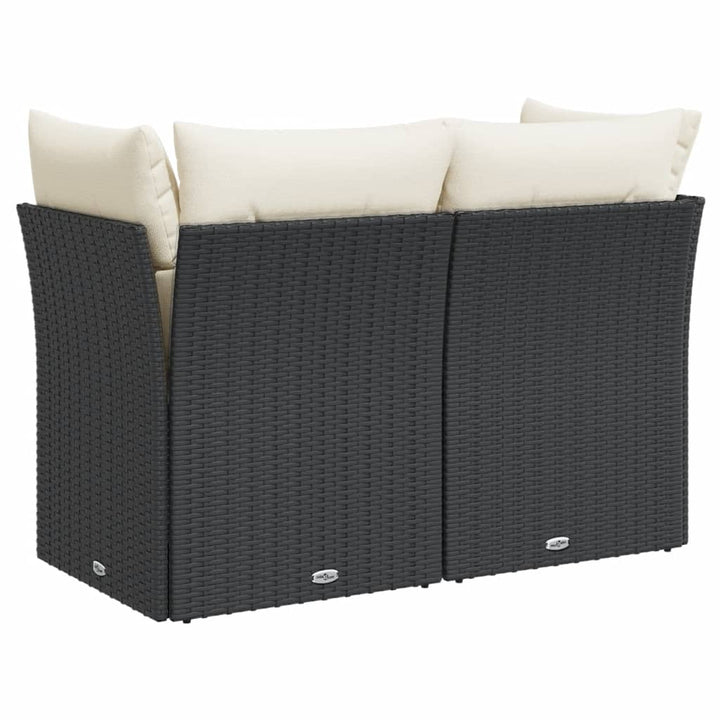 2-personers havesofa med hynder polyrattan sort