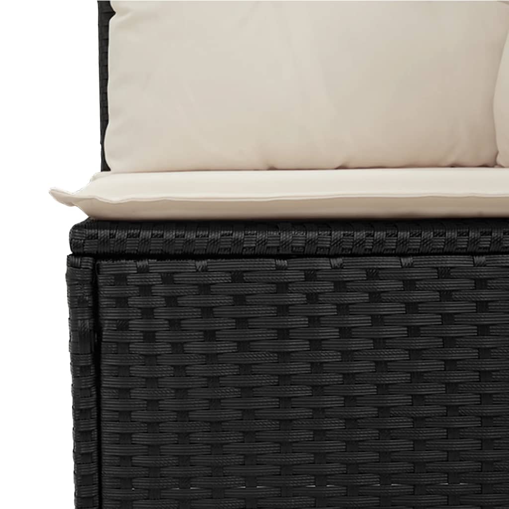 2-personers havesofa med hynder polyrattan sort