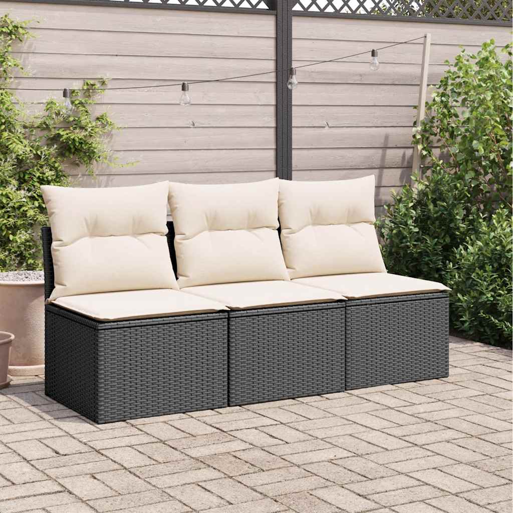3-personers havesofa med hynder polyrattan sort