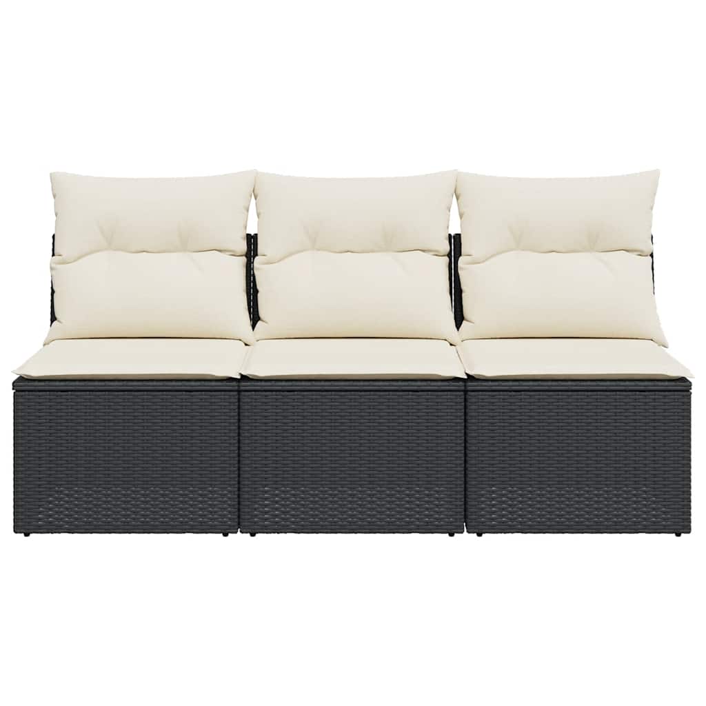 3-personers havesofa med hynder polyrattan sort