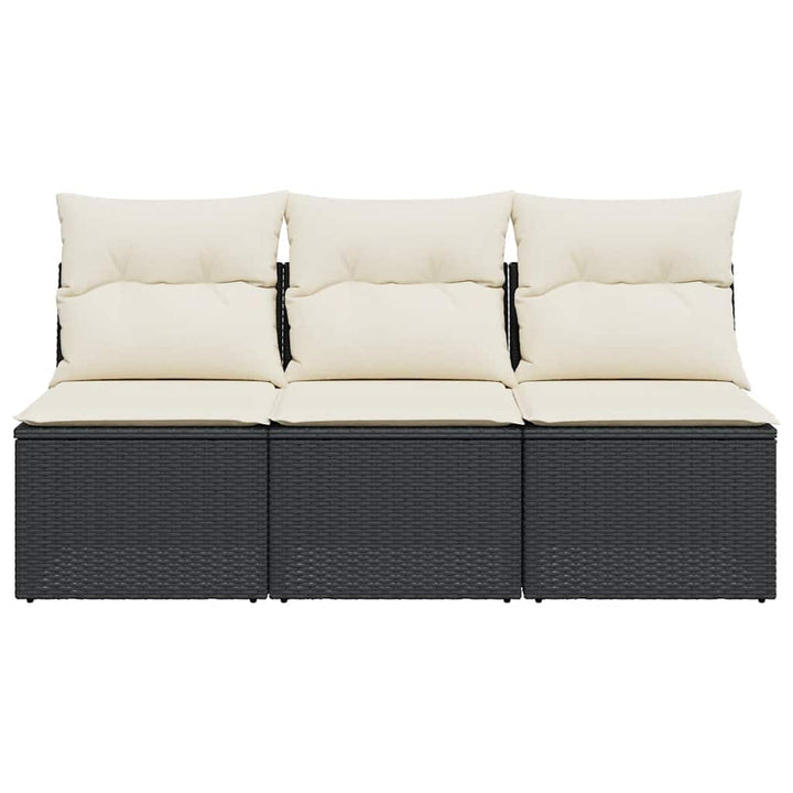 3-personers havesofa med hynder polyrattan sort