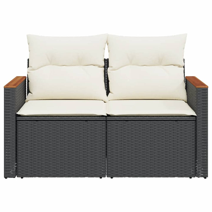 2-personers havesofa med hynder polyrattan sort