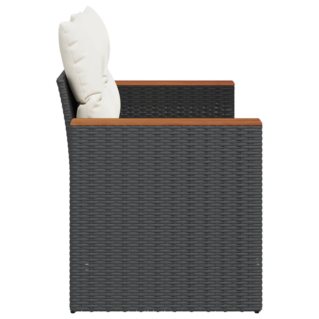 2-personers havesofa med hynder polyrattan sort