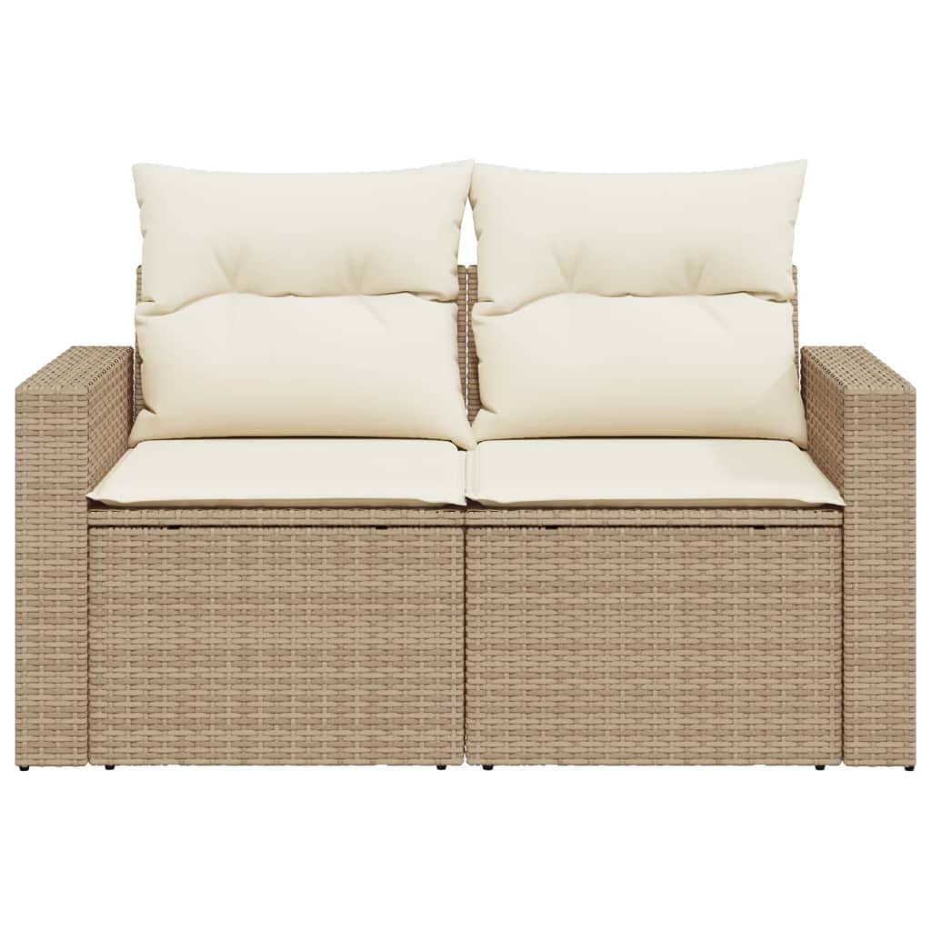 2-personers havesofa med hynder polyrattan beige