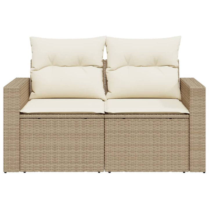 2-personers havesofa med hynder polyrattan beige