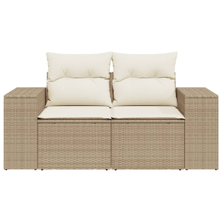 2-personers havesofa med hynder polyrattan beige