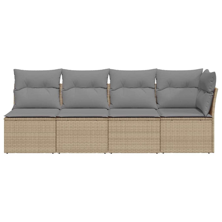 4-personers havesofa med hynder polyrattan beige