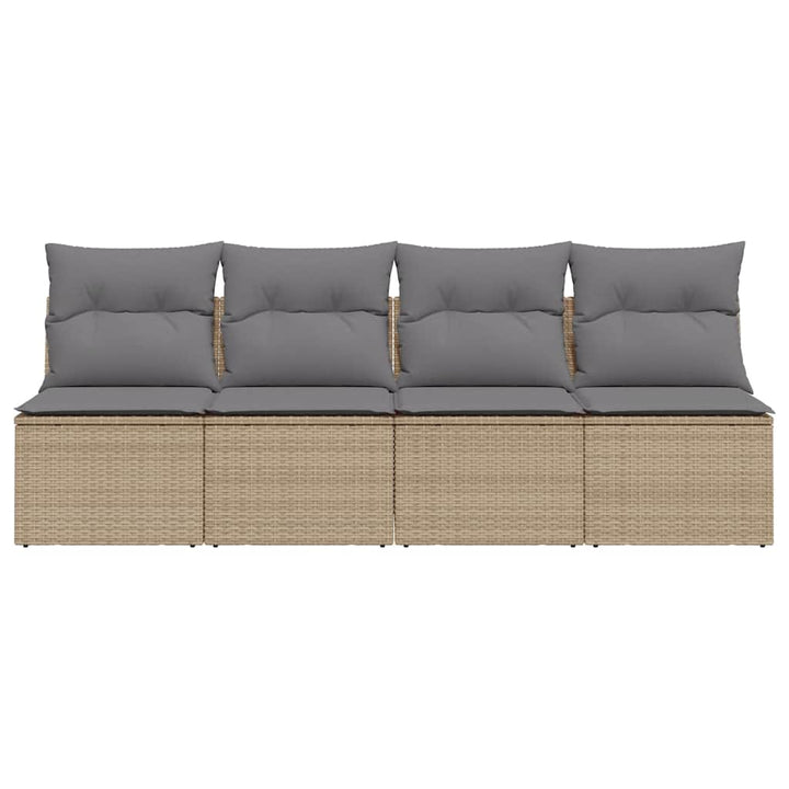 4-personers havesofa med hynder polyrattan beige