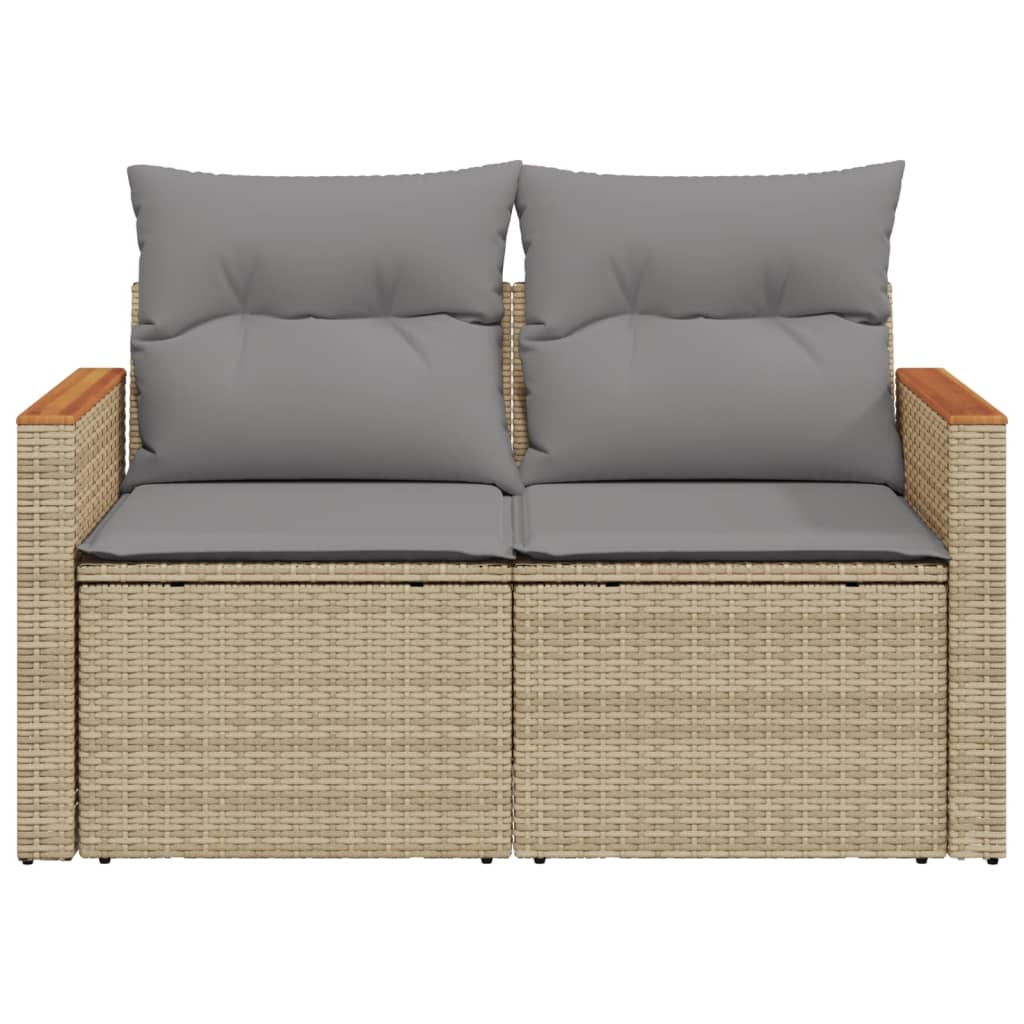 2-personers havesofa med hynder polyrattan beige
