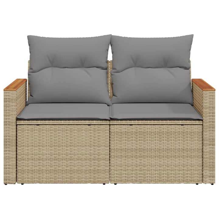 2-personers havesofa med hynder polyrattan beige