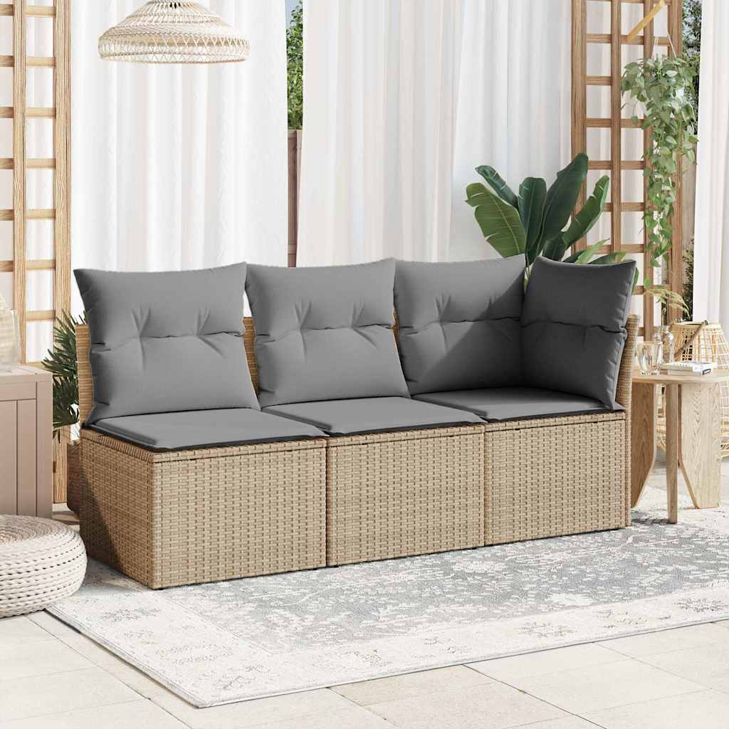 hjørnemodul til havesofa med hynder polyrattan beige