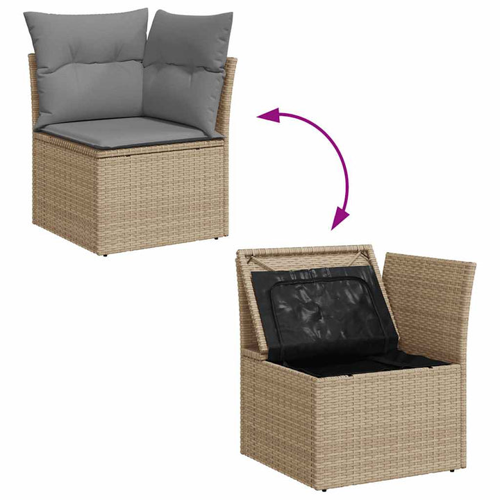 hjørnemodul til havesofa med hynder polyrattan beige