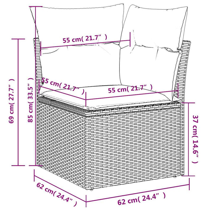 hjørnemodul til havesofa med hynder polyrattan beige