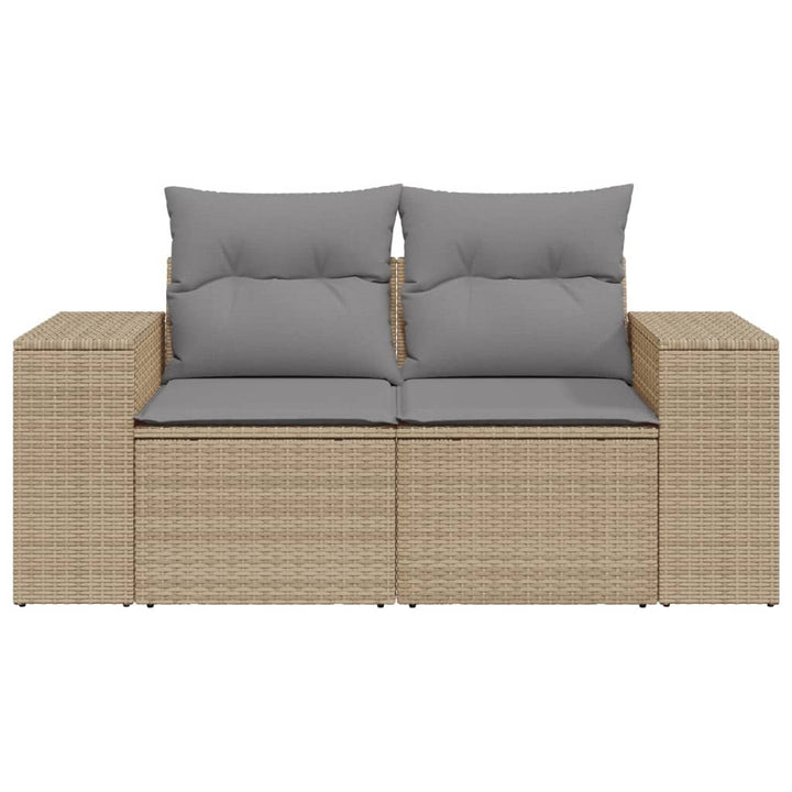 2-personers havesofa med hynder polyrattan beige