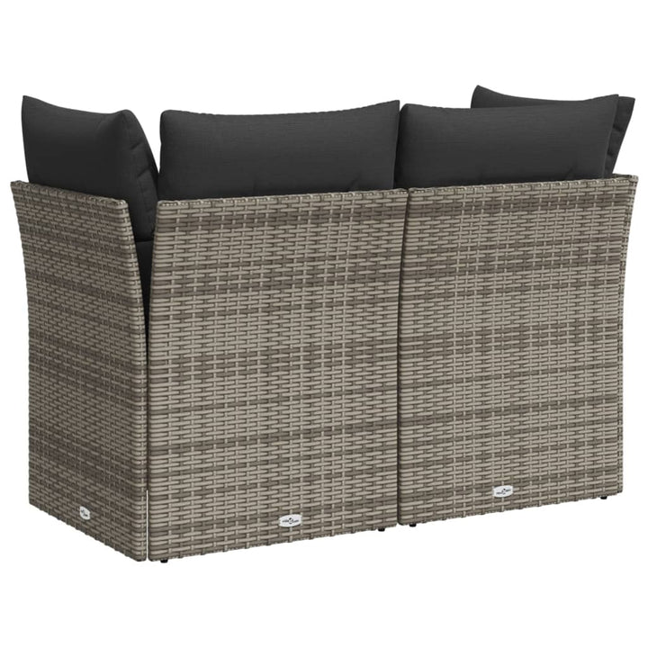 2-personers havesofa med hynder polyrattan grå