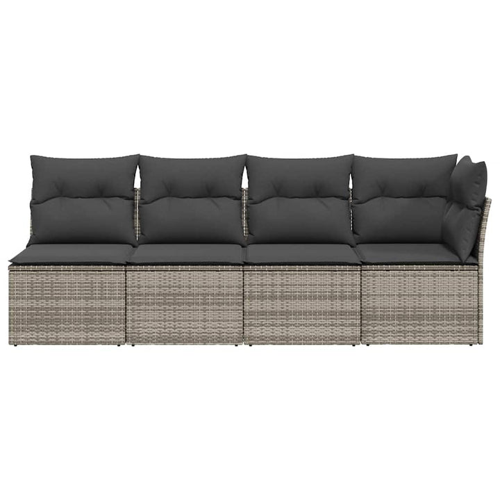 4-personers havesofa med hynder polyrattan grå