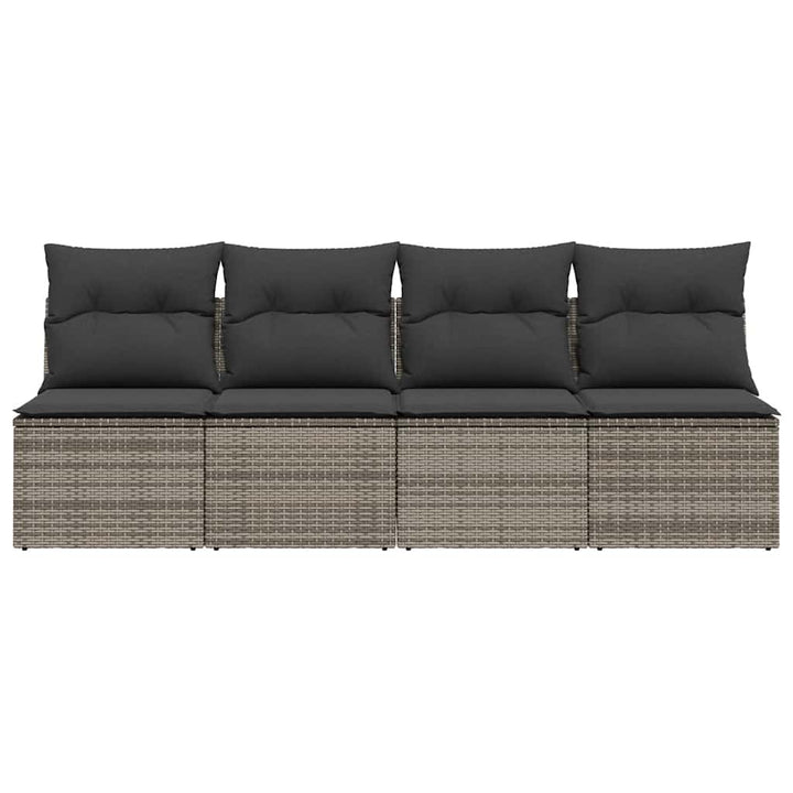 4-personers havesofa med hynder polyrattan grå