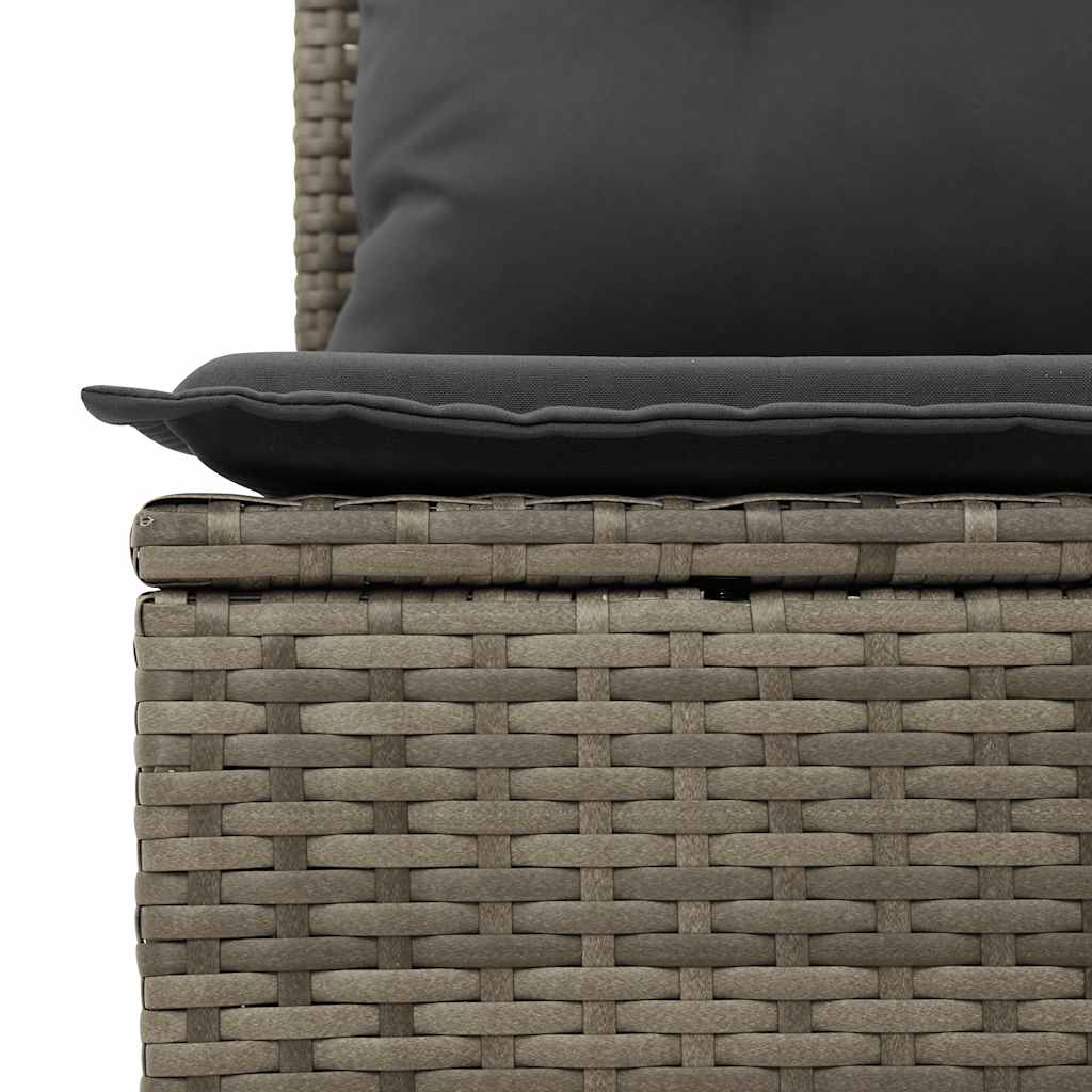 4-personers havesofa med hynder polyrattan grå
