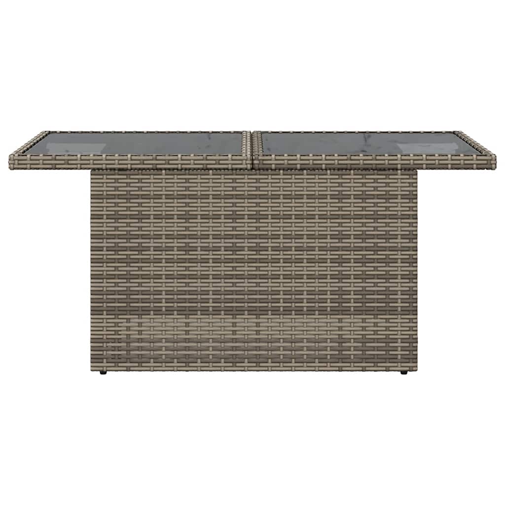 havebord med glastop 100x55x73 cm polyrattan grå