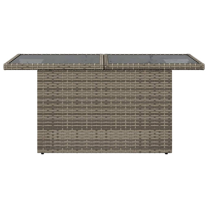 havebord med glastop 100x55x73 cm polyrattan grå