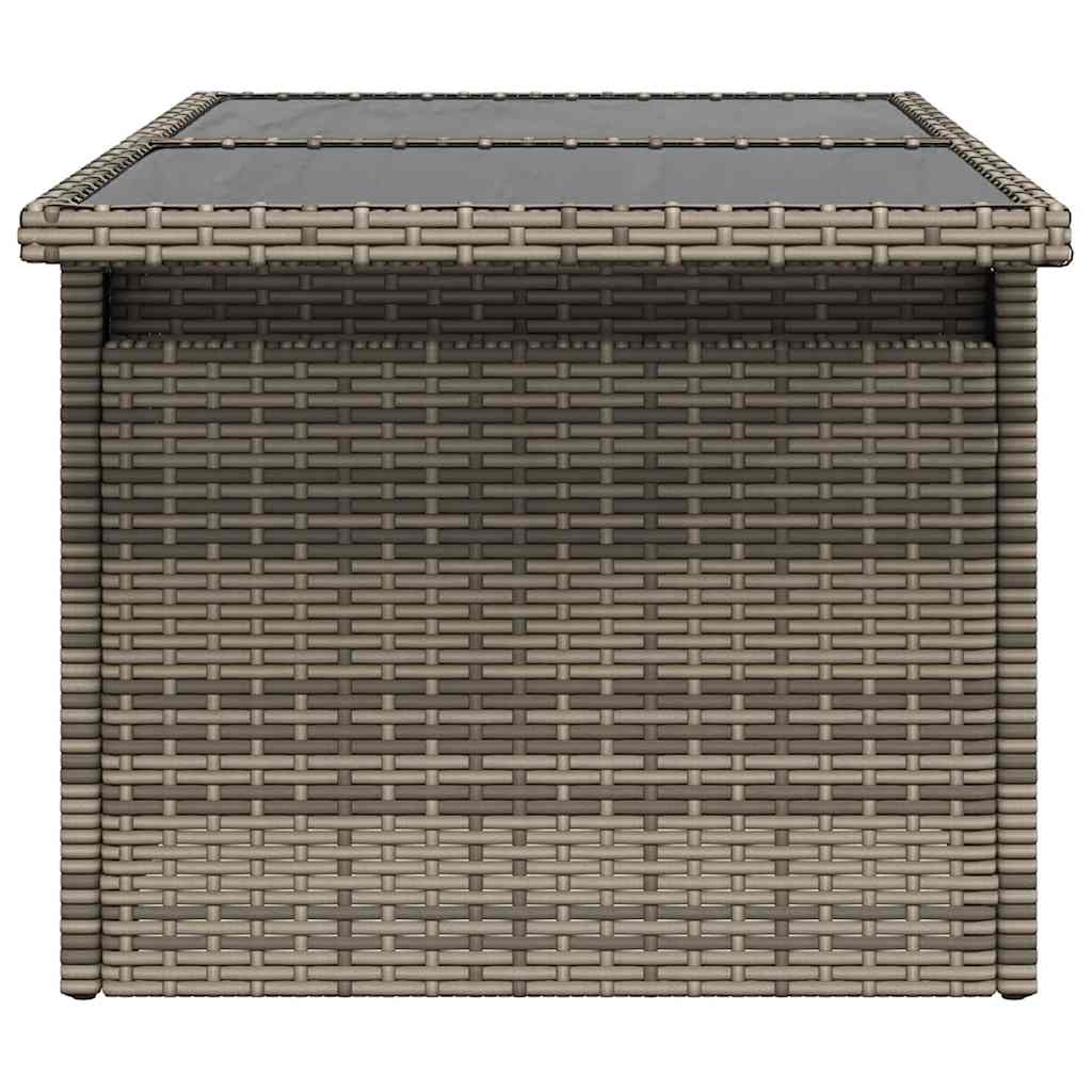 havebord med glastop 100x55x73 cm polyrattan grå