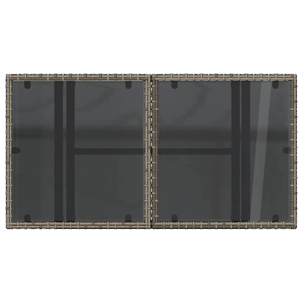 havebord med glastop 100x55x73 cm polyrattan grå