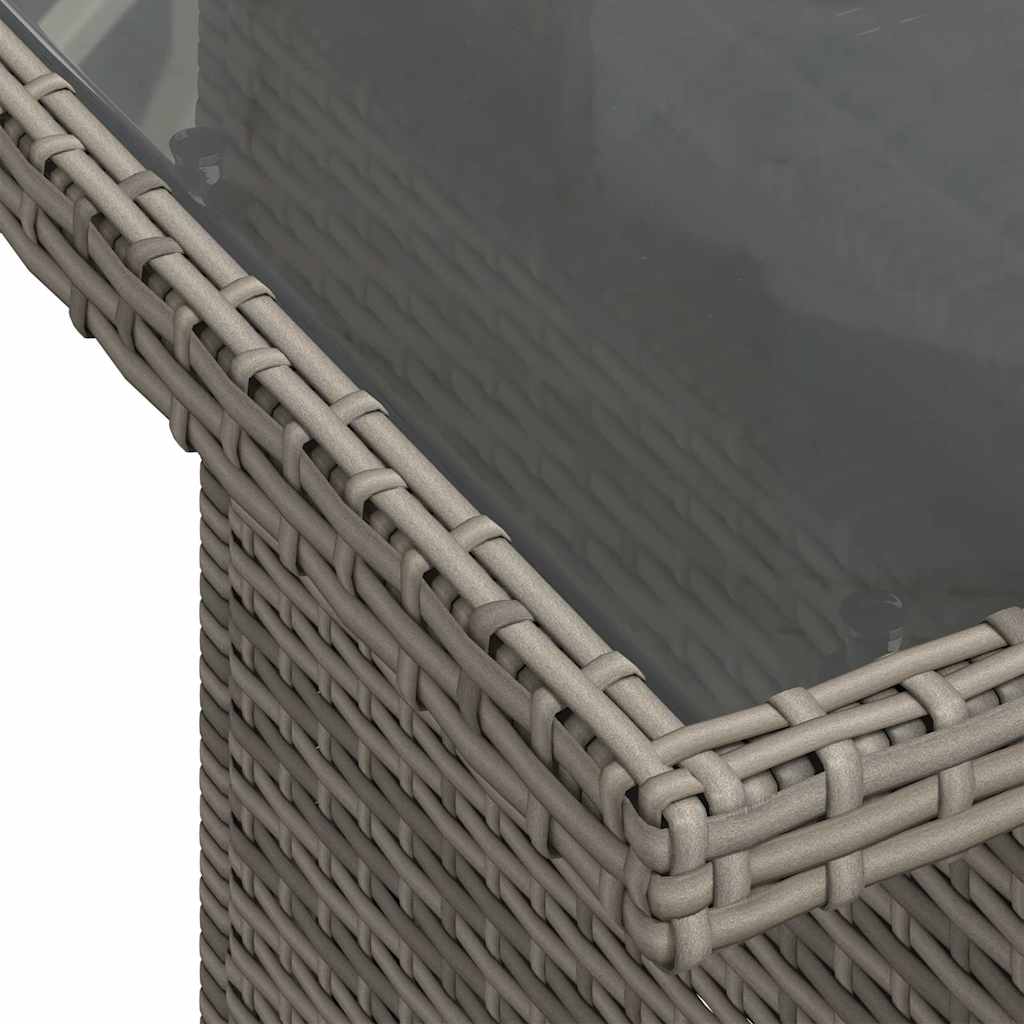 havebord med glastop 100x55x73 cm polyrattan grå