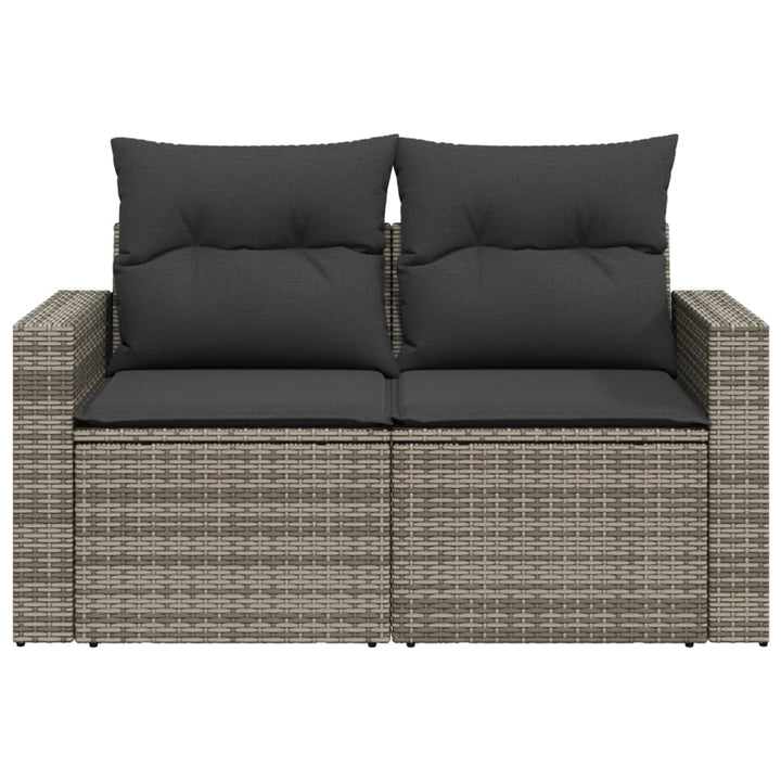 2-personers havesofa med hynder polyrattan grå