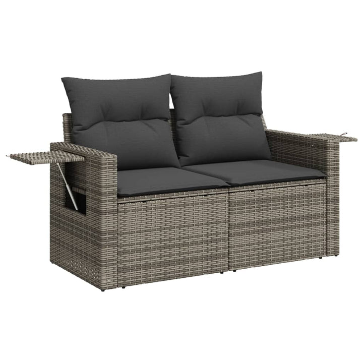 2-personers havesofa med hynder polyrattan grå
