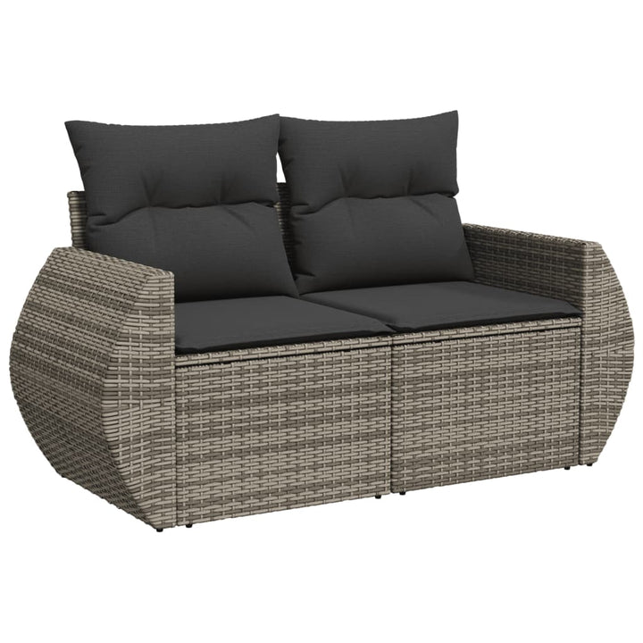 2-personers havesofa med hynder polyrattan grå