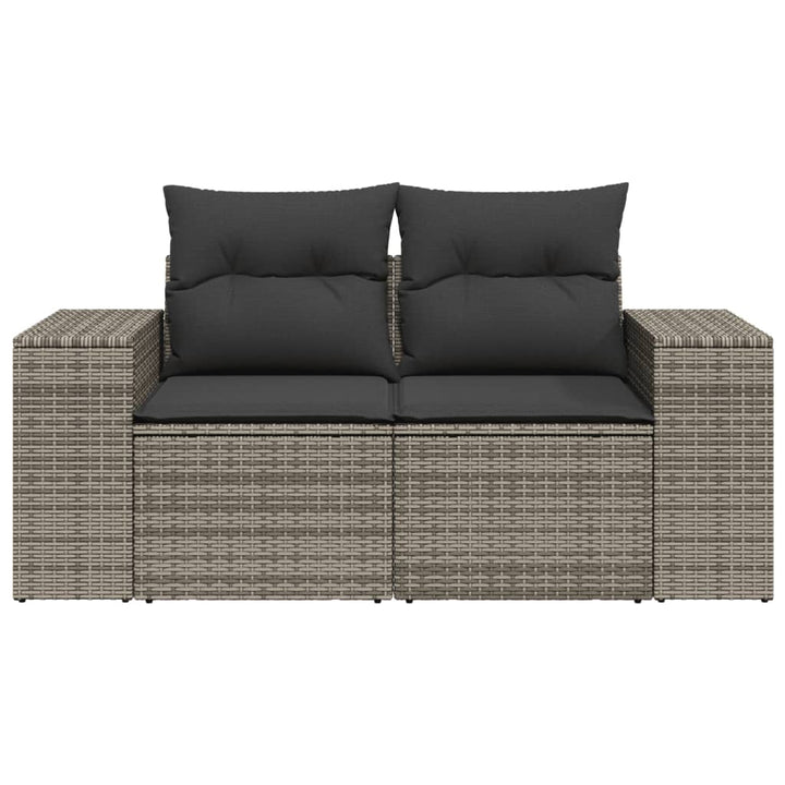 2-personers havesofa med hynder polyrattan grå