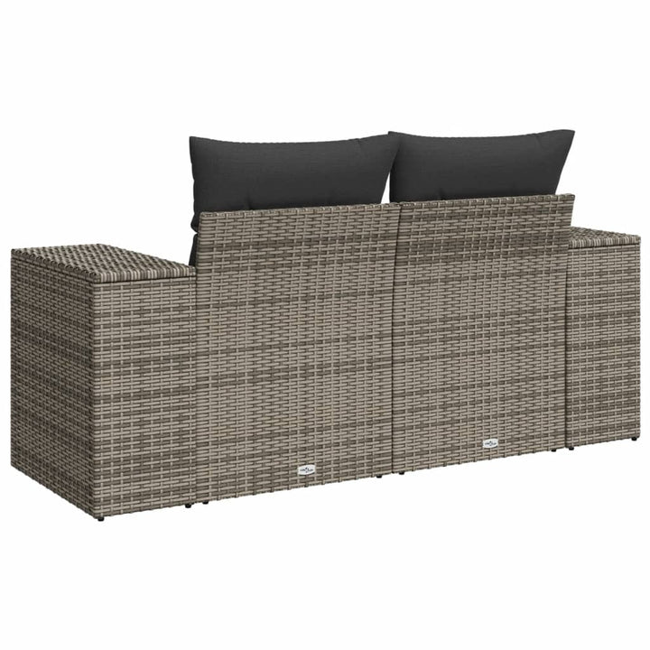 2-personers havesofa med hynder polyrattan grå
