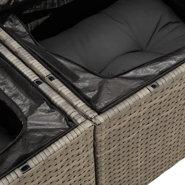 2-personers havesofa med hynder polyrattan grå