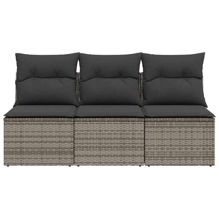 3-personers havesofa med hynder polyrattan grå