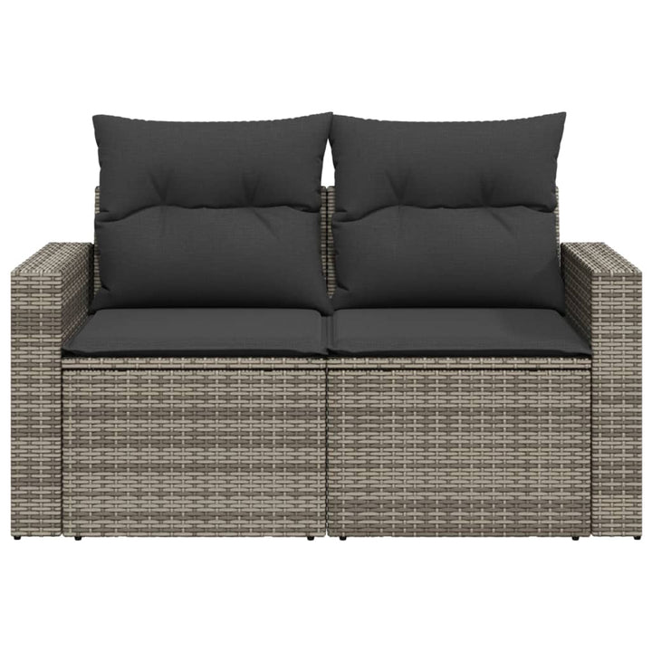 2-personers havesofa med hynder polyrattan grå