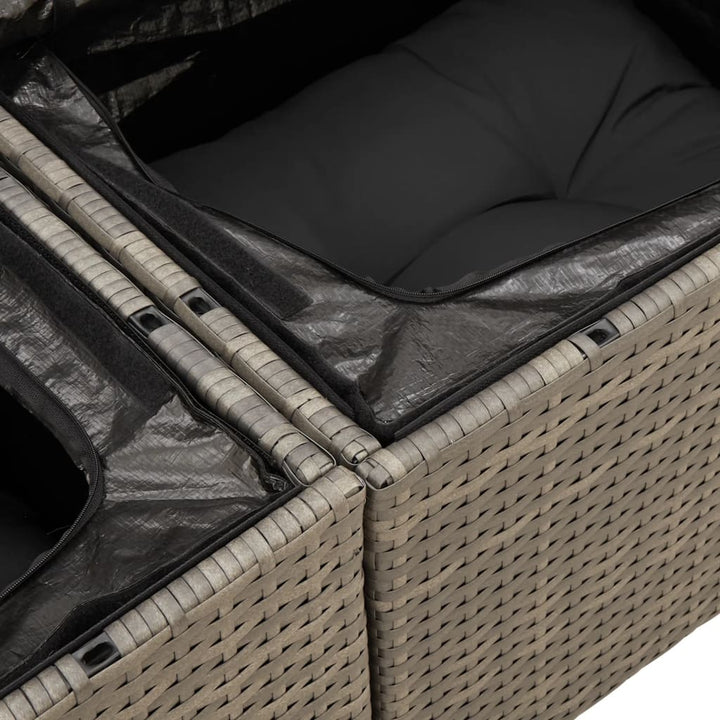 2-personers havesofa med hynder polyrattan grå