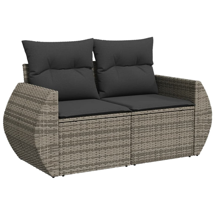 2-personers havesofa med hynder polyrattan grå