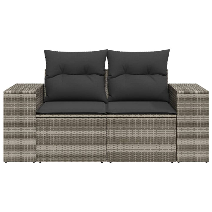 2-personers havesofa med hynder polyrattan grå