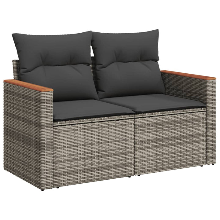 2-personers havesofa med hynder polyrattan grå
