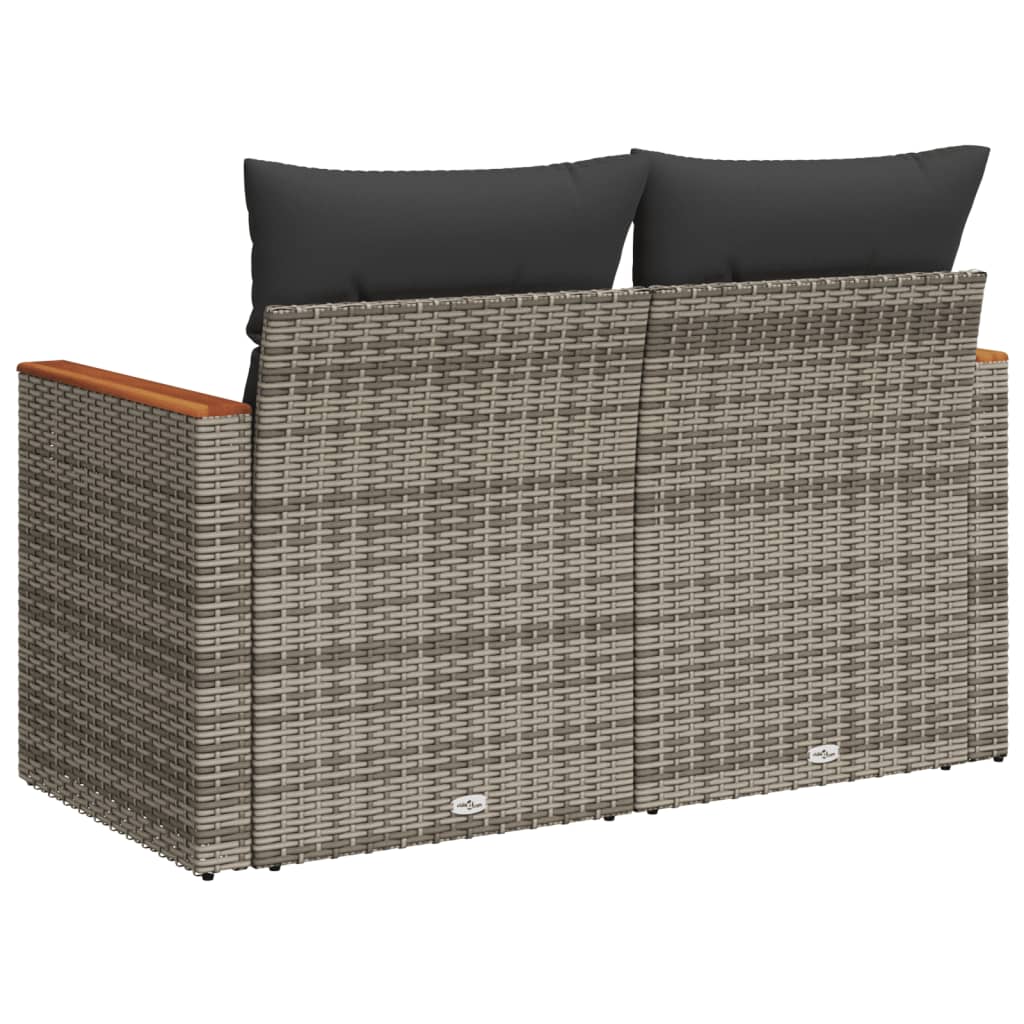 2-personers havesofa med hynder polyrattan grå