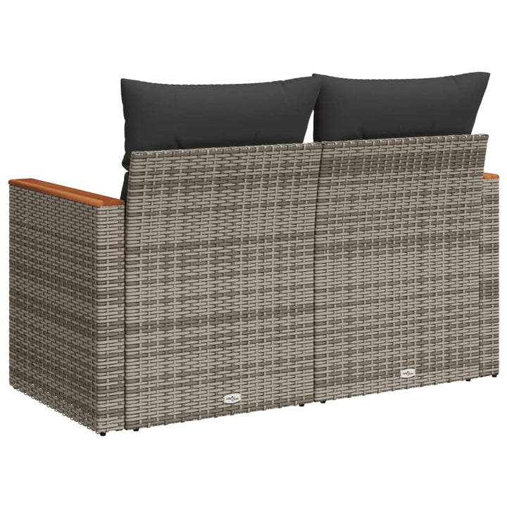 2-personers havesofa med hynder polyrattan grå