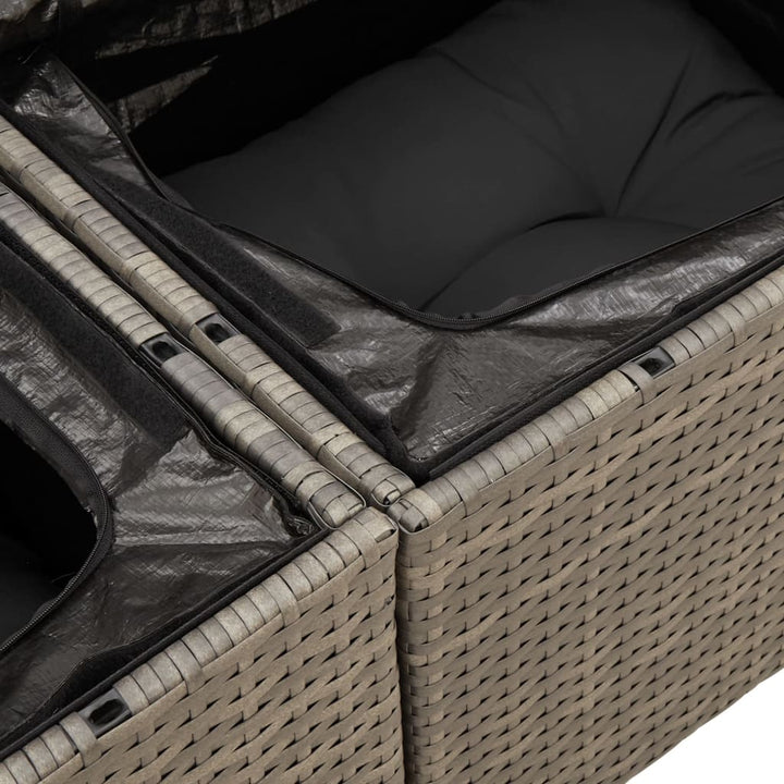 2-personers havesofa med hynder polyrattan grå