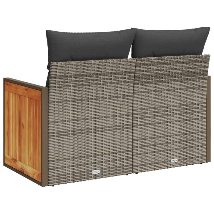 2-personers havesofa med hynder polyrattan grå