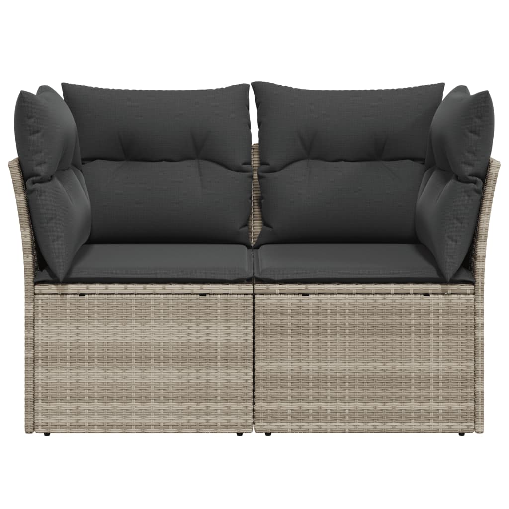 2-personers havesofa med hynder polyrattan lysegrå