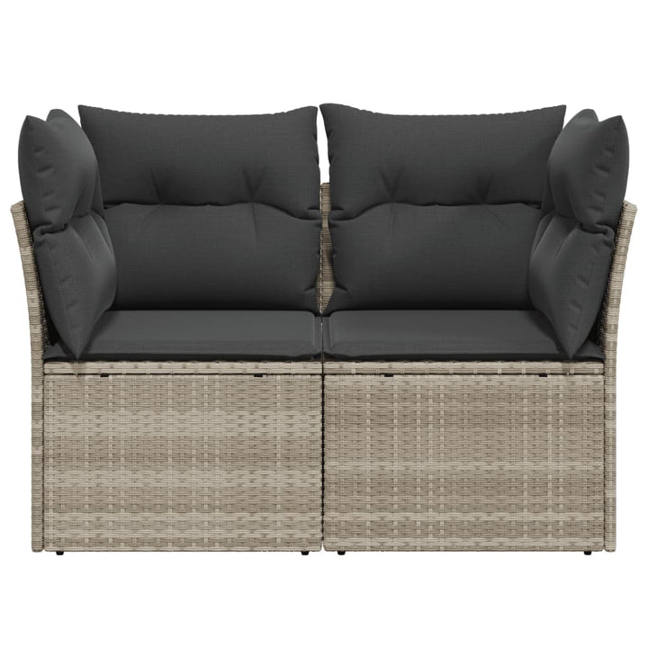 2-personers havesofa med hynder polyrattan lysegrå