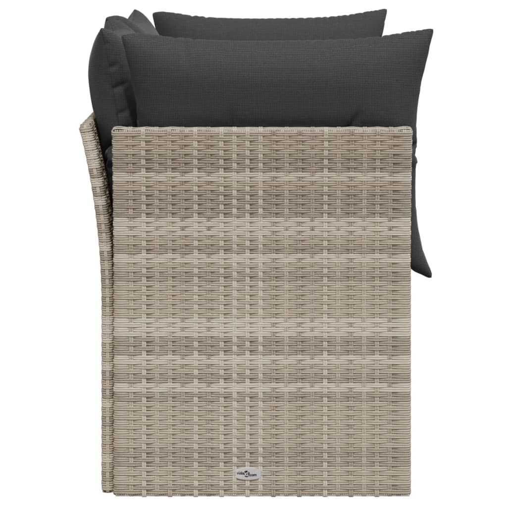2-personers havesofa med hynder polyrattan lysegrå
